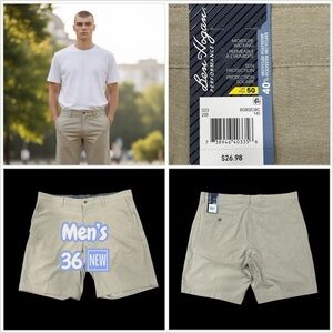 Men's Ben Hogan Golf 36 Large Chino Khakis Shorts Comfort Flex Waistband NWT